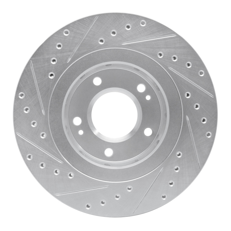 Mitsubishi Outlander PHEV Brake Rotor (1) - Front Right - R1 Concepts - Drilled & Slotted - Silver - `05-`22